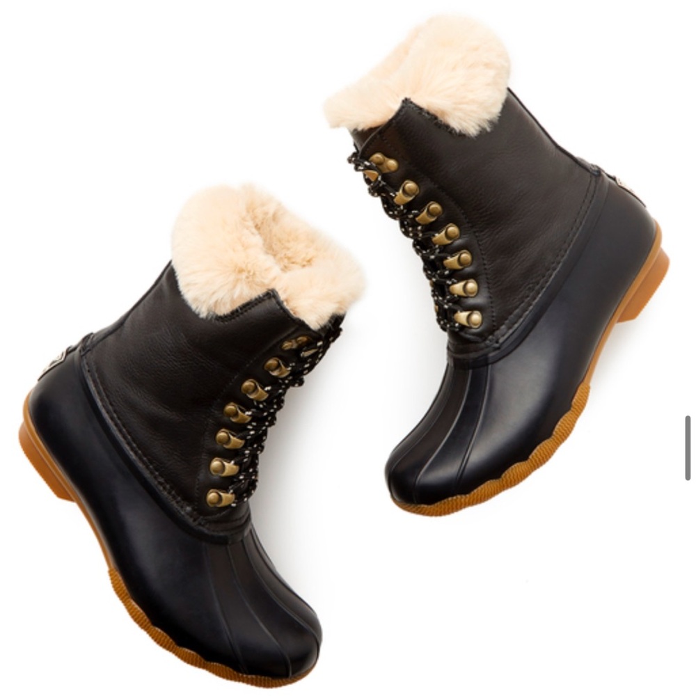 Limited Edition Sperry X Goop collab. Saltwater Tall Lace-up Leather Duck Boot